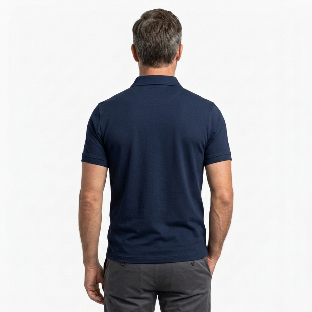 Men's polo with zip collar and short sleeves — casual — product view