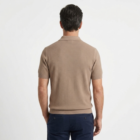Men's fitted knit polo — casual — product view