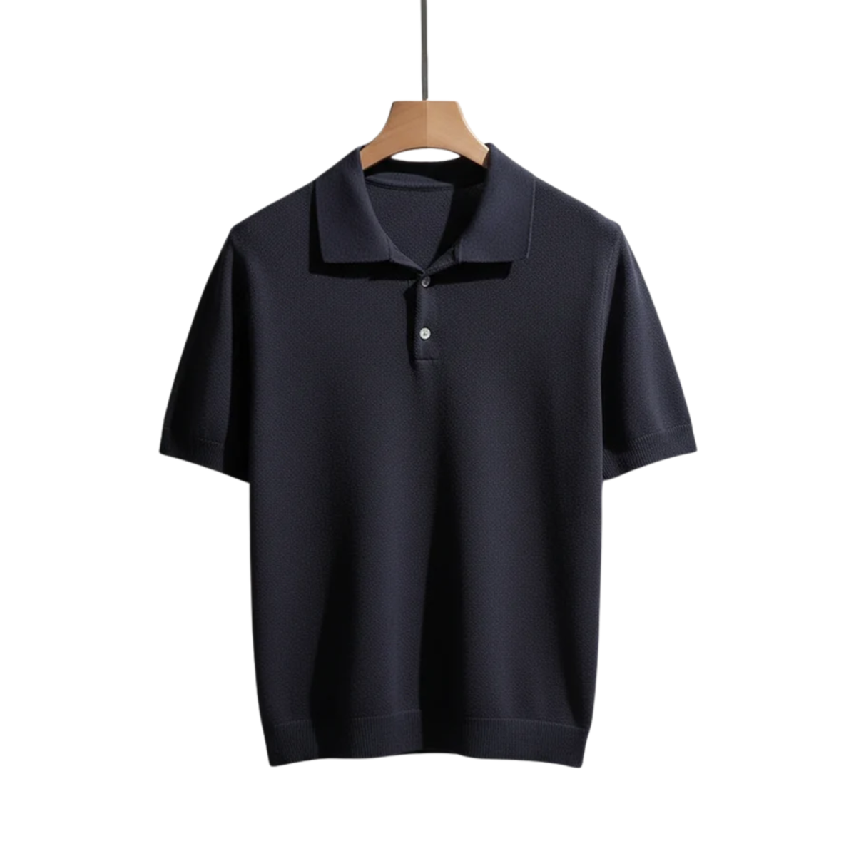 Men's fitted knit polo — casual — Navy