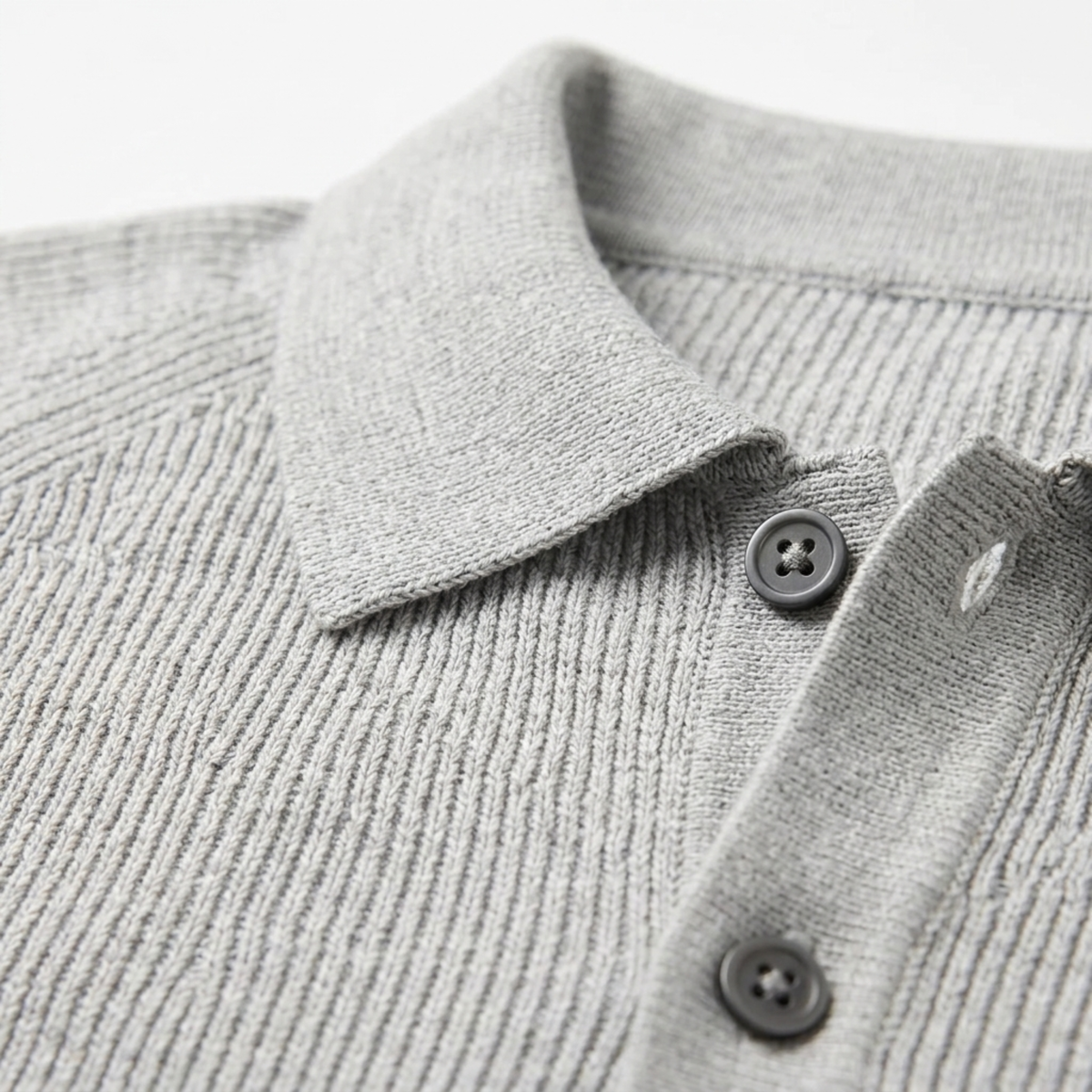 Men's polo shirt — ribbed knit — casual outfit — product view