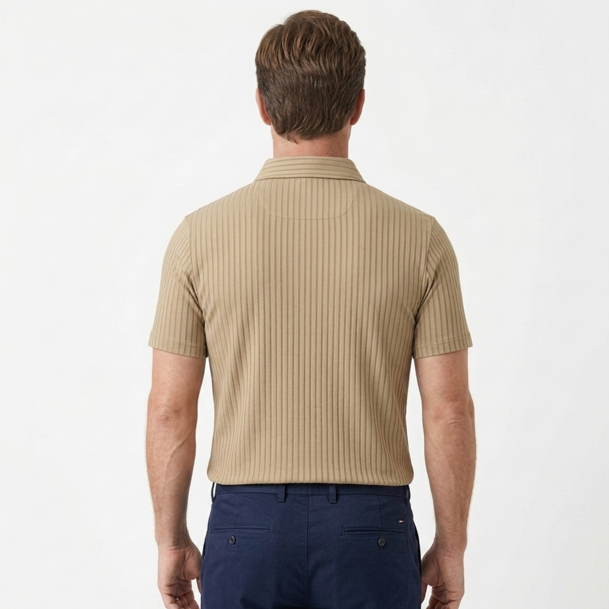 Men's polo shirt — textured knit — casual style — product view