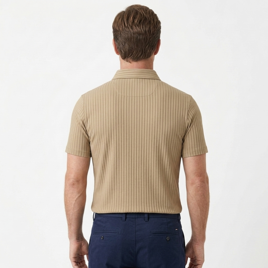 Men's polo shirt — textured knit — casual style — product view