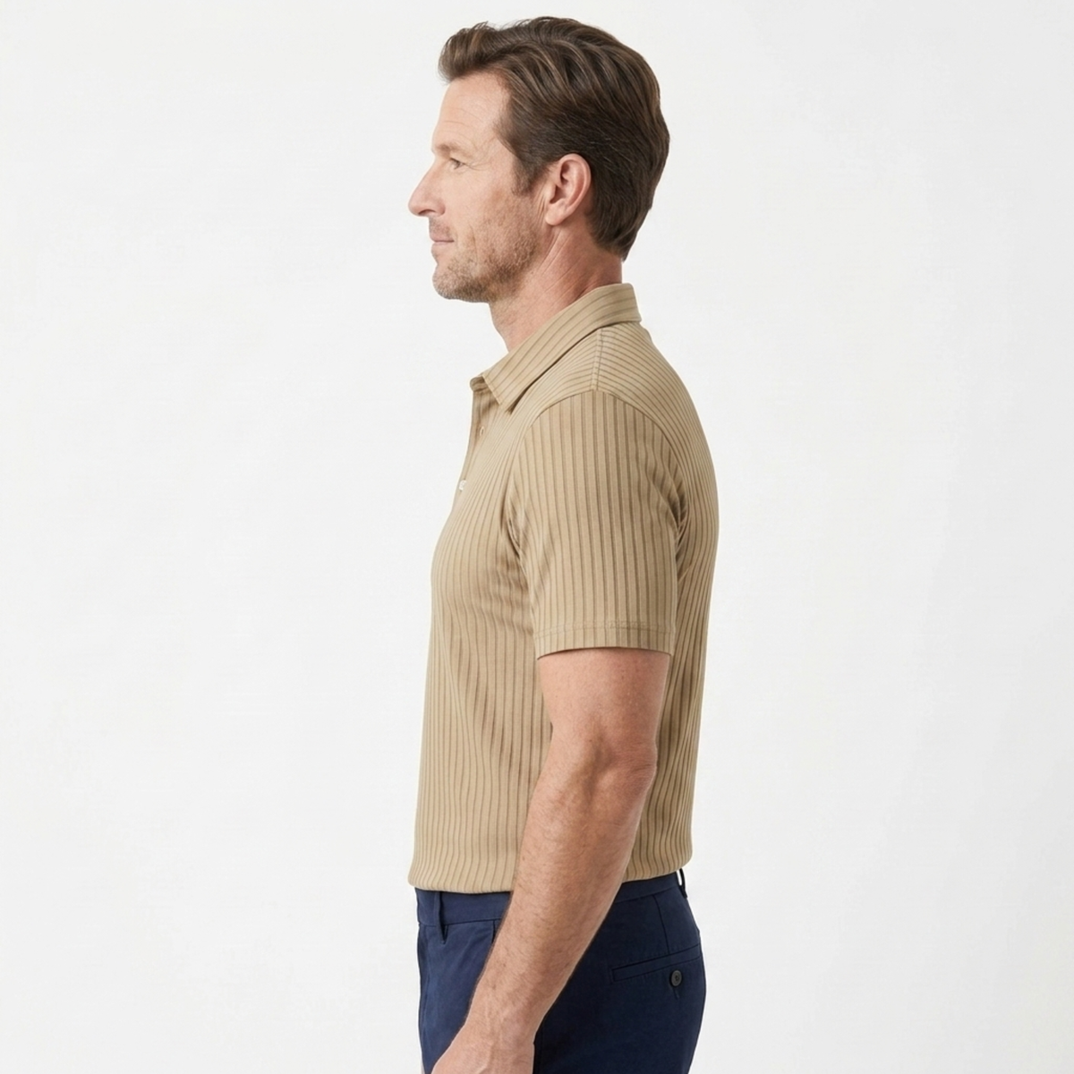 Men's polo shirt — textured knit — casual style — product view