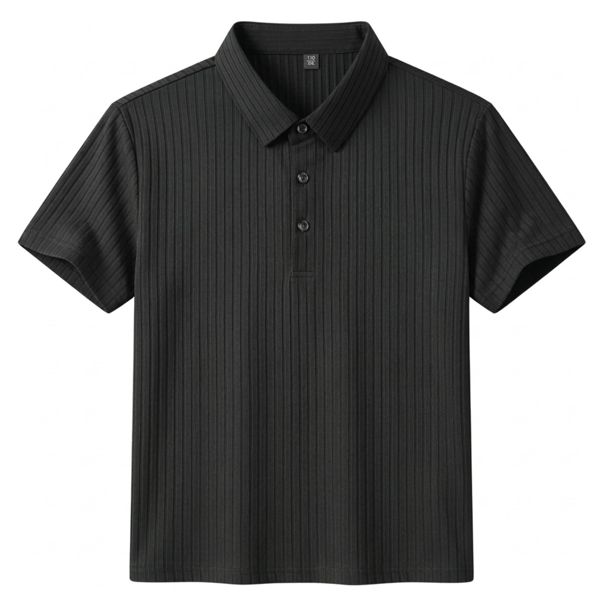 Men's polo shirt — textured knit — casual style — Black