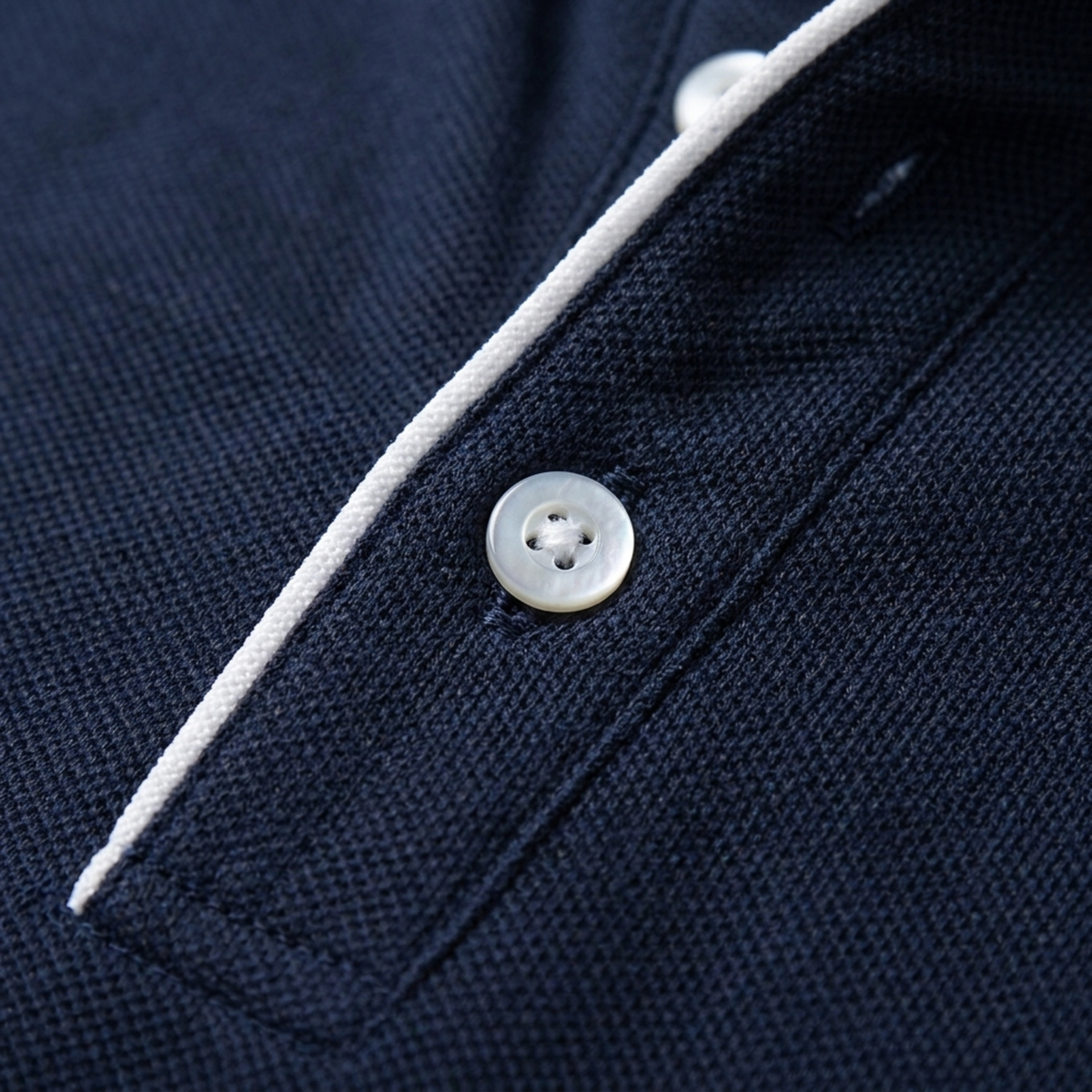 Men's polo shirt — mock neck and short sleeves — professional style — product view