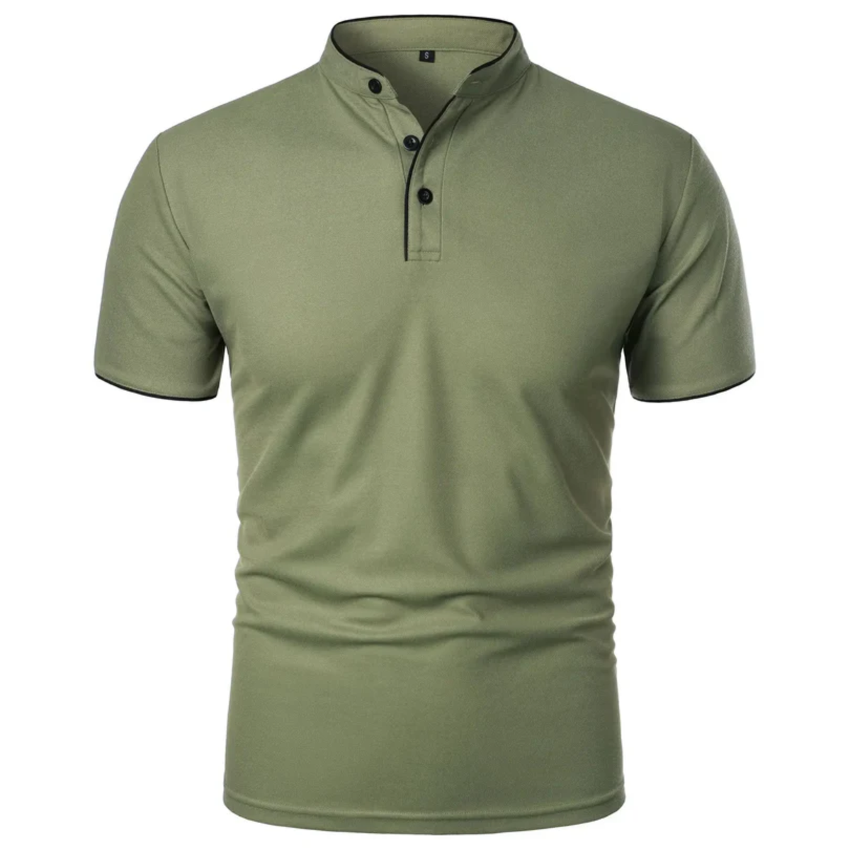 Men's polo shirt — mock neck and short sleeves — professional style — Green