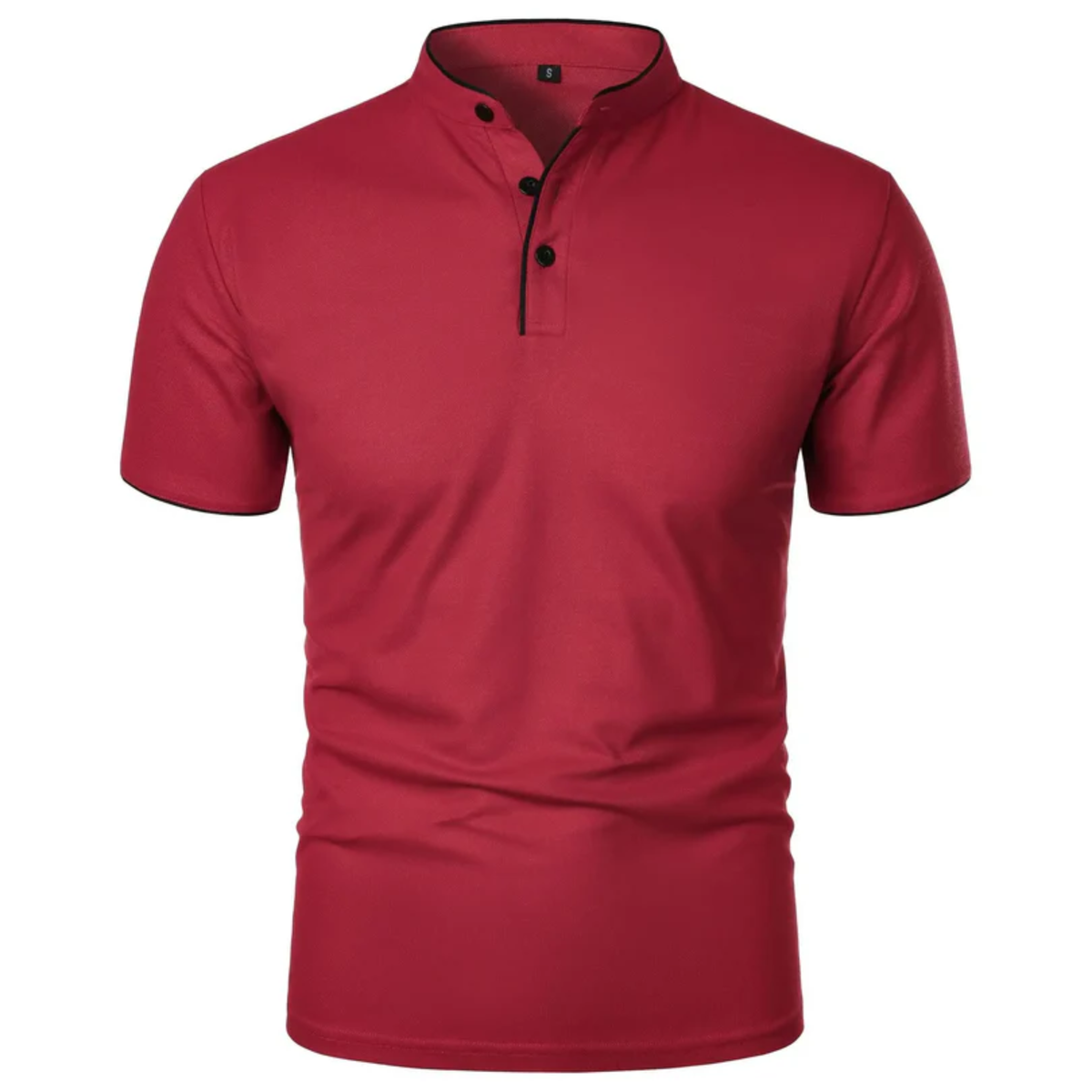 Men's polo shirt — mock neck and short sleeves — professional style — Red