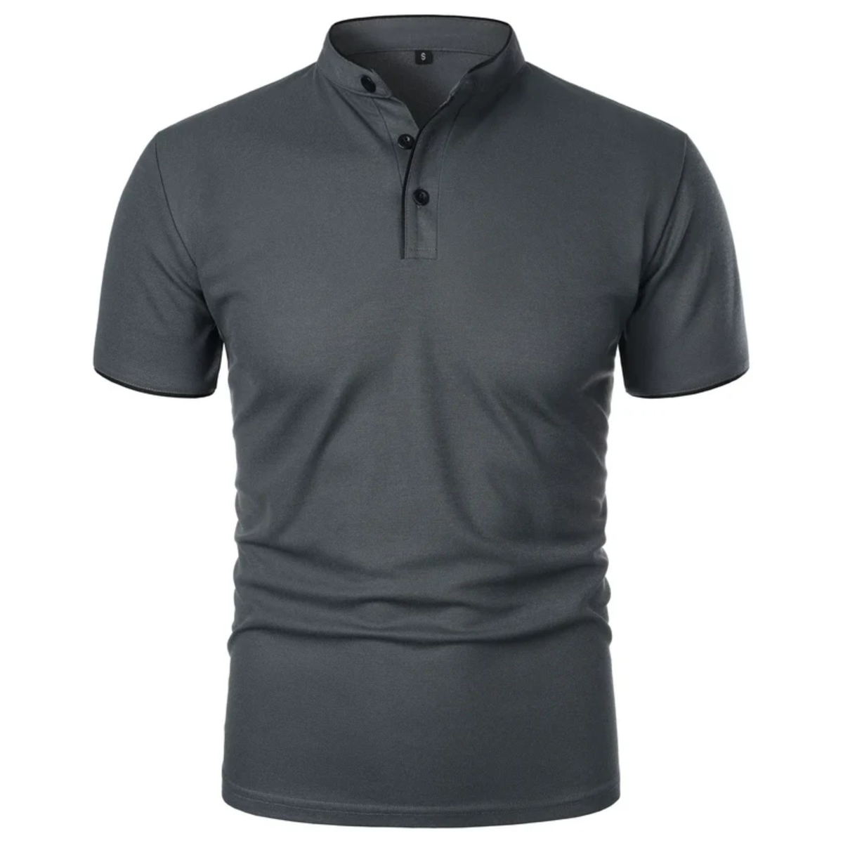 Men's polo shirt — mock neck and short sleeves — professional style — Dark Gray