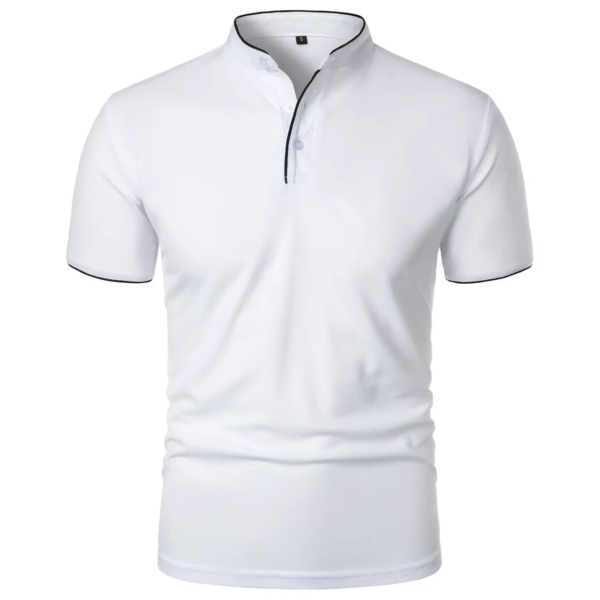 Men's polo shirt — mock neck and short sleeves — professional style — White