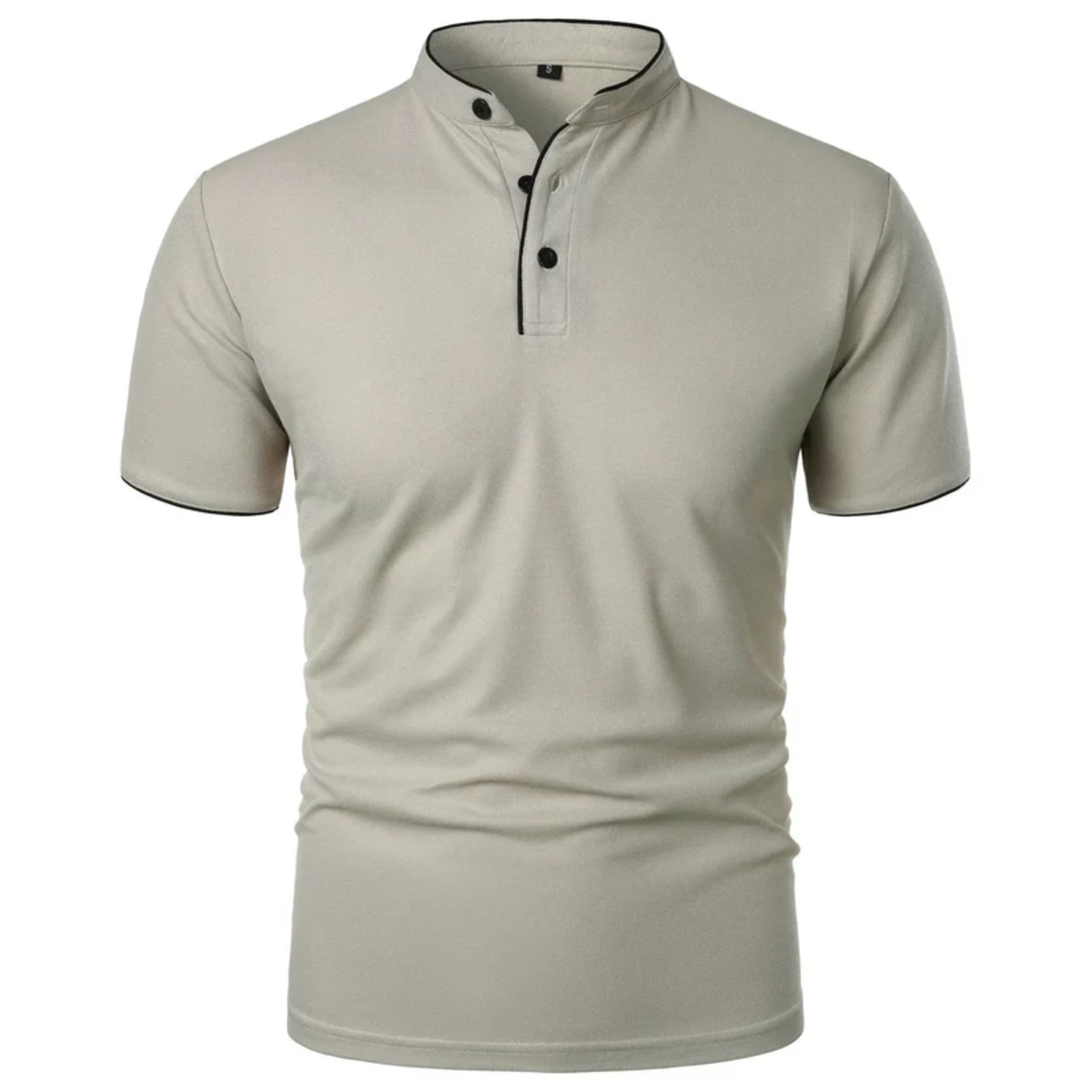 Men's polo shirt — mock neck and short sleeves — professional style — Gray