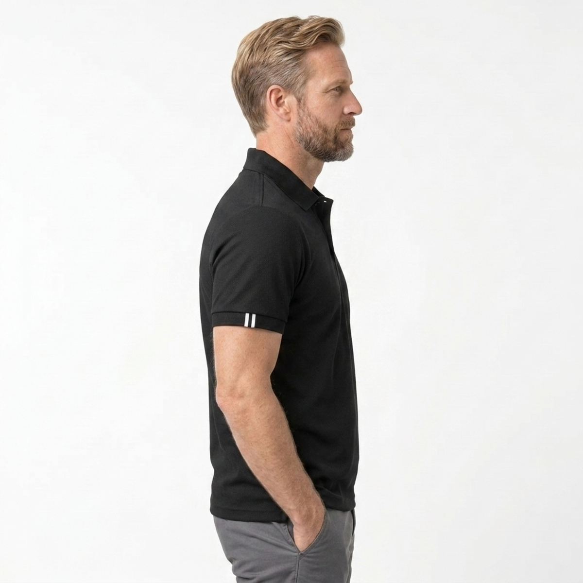 Men's summer polo — short sleeves and classic fit — casual style — product view