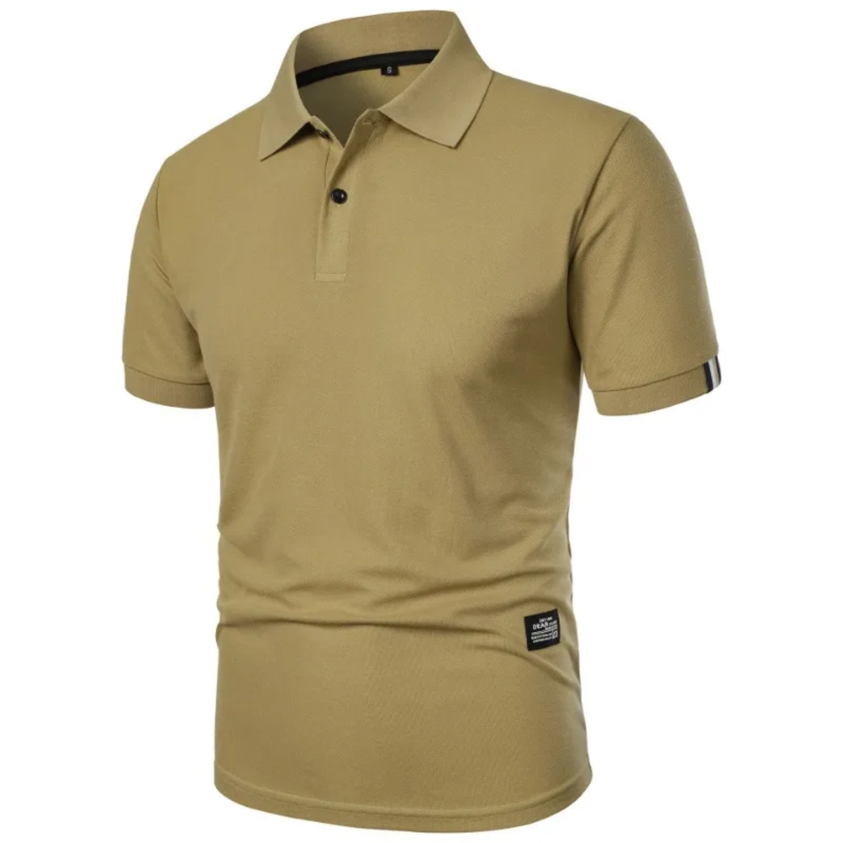 Men's summer polo — short sleeves and classic fit — casual style — Khaki