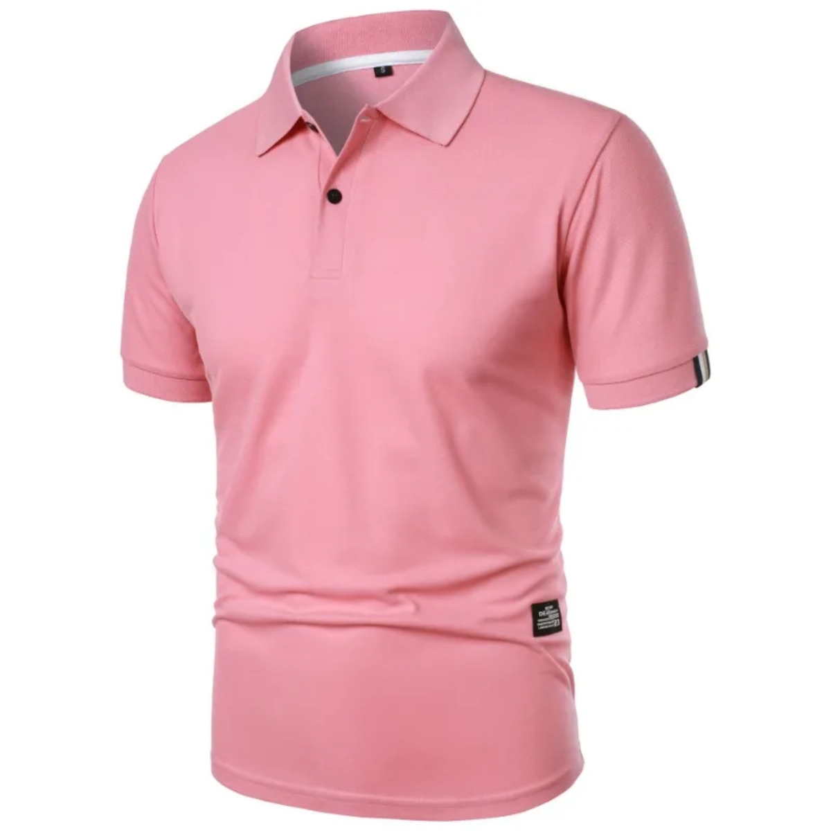 Men's summer polo — short sleeves and classic fit — casual style — Pink