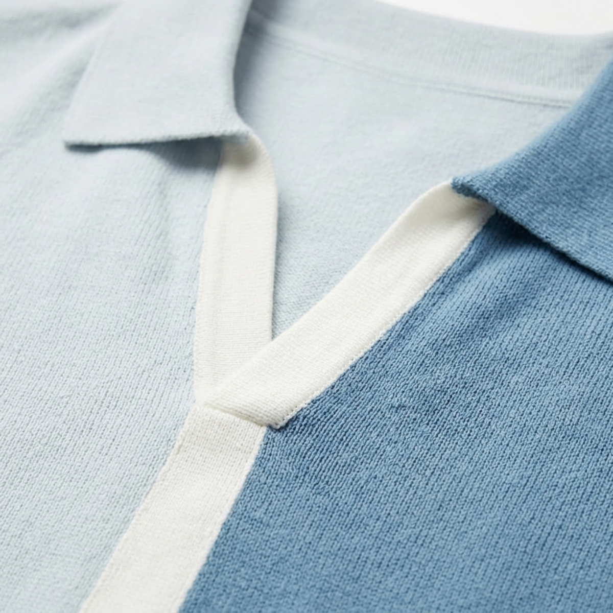 Men's knit polo shirt — horizontal stripes — casual style — product view