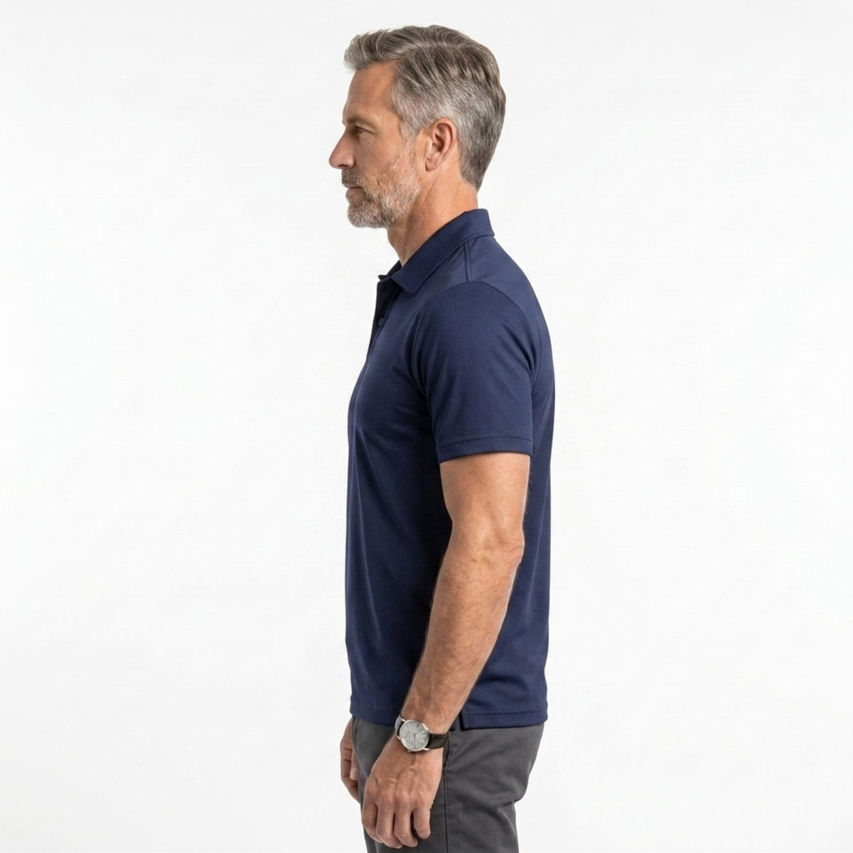 Herren-Poloshirt — Funktionsmaterial — schmale Passform — Freizeitkleidung — Produktansicht