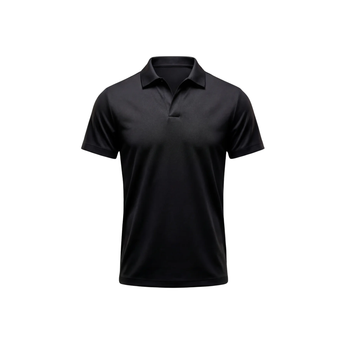Herren-Poloshirt — Funktionsmaterial — schmale Passform — Freizeitkleidung — Schwarz