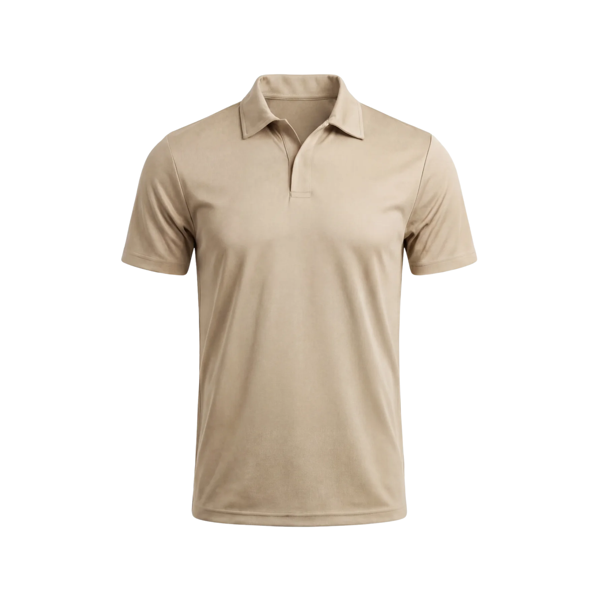 Herren-Poloshirt — Funktionsmaterial — schmale Passform — Freizeitkleidung — Beige