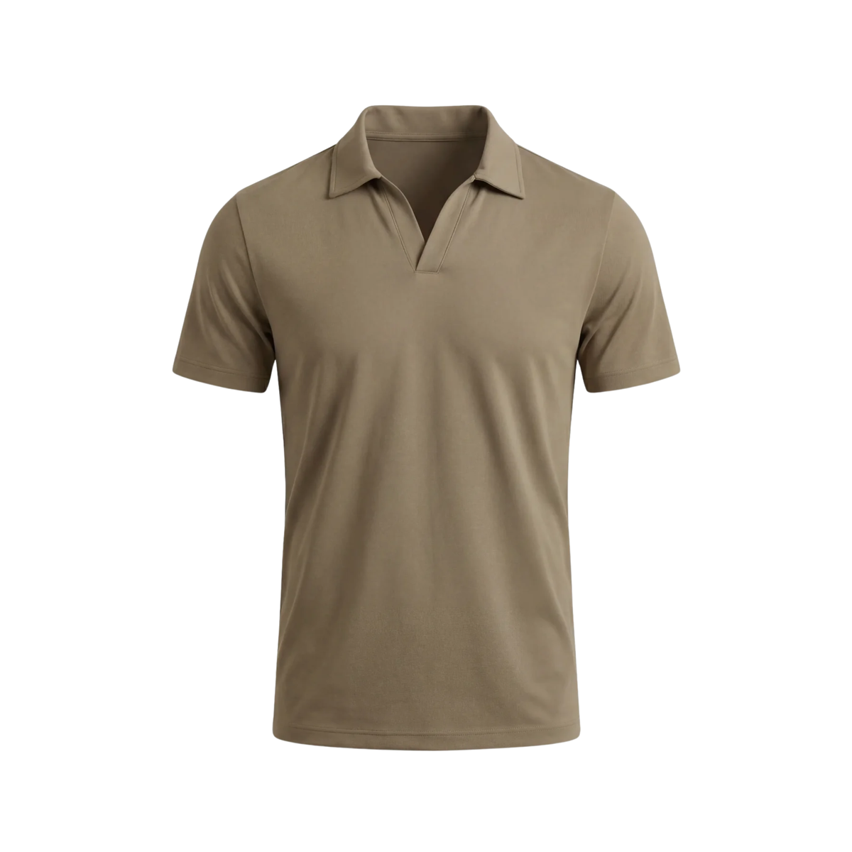 Herren-Poloshirt — Funktionsmaterial — schmale Passform — Freizeitkleidung — Khaki