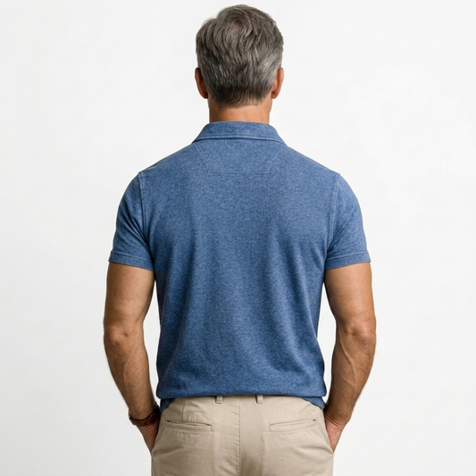 Men's polo shirt — relaxed fit — vintage style — product view
