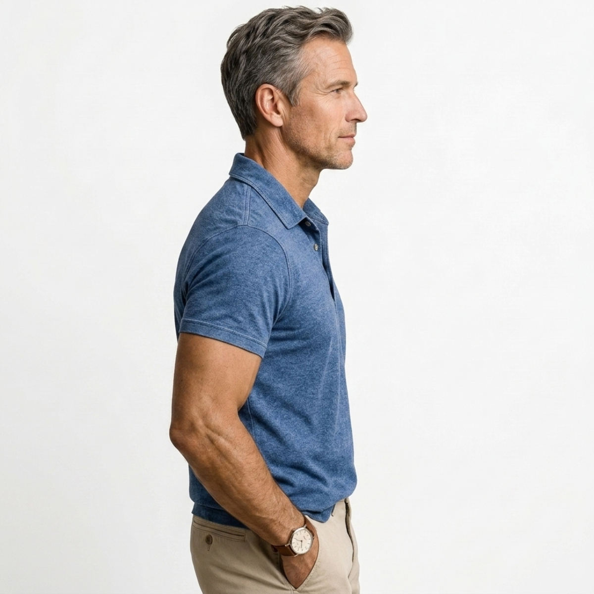 Men's polo shirt — relaxed fit — vintage style — product view