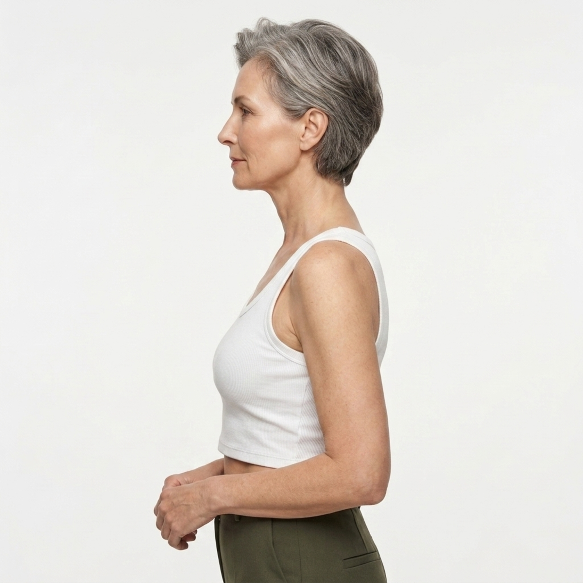 Women's cropped tank top — ribbed knit — square neckline — product view