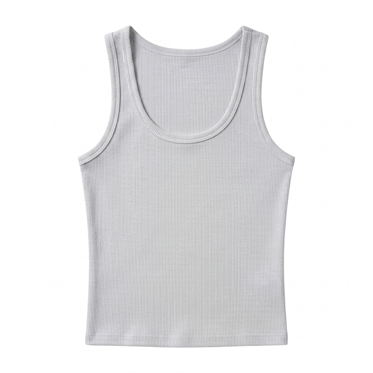 Women's cropped tank top — ribbed knit — square neckline — Gray