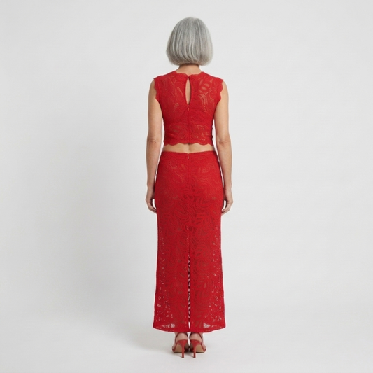 Women's lace crop top and mermaid skirt set — evening and party — product view