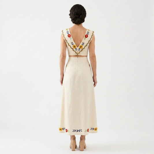 Crop top and long skirt set — tropical print — summer vacation — product view