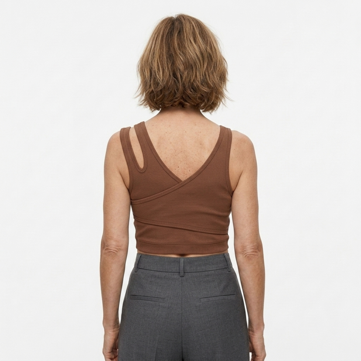 Short crop tank top — V-neck — bohemian style — product view