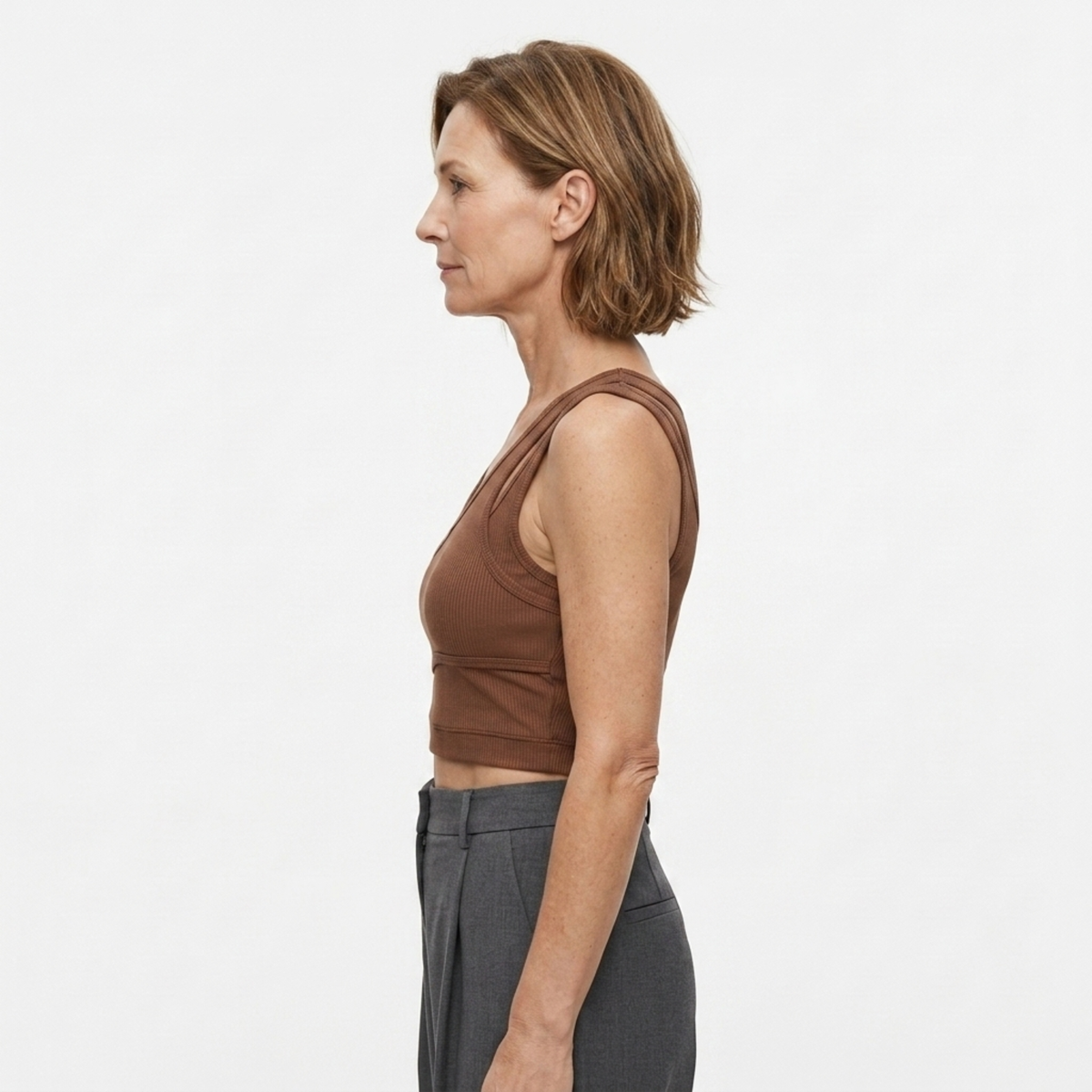 Short crop tank top — V-neck — bohemian style — product view