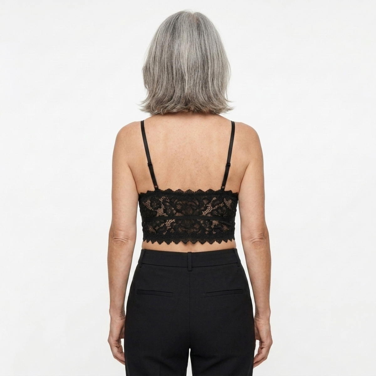 Short lace crop top for women — V-neck — chic look — product view