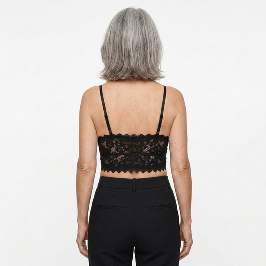 Short lace crop top for women — V-neck — chic look — product view