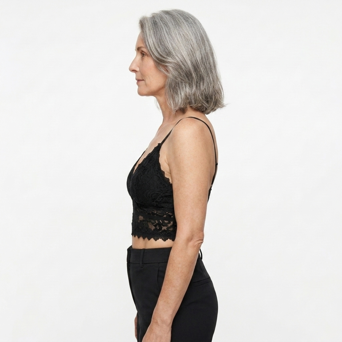 Short lace crop top for women — V-neck — chic look — product view