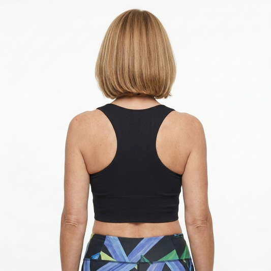 Short crop top for women with racerback — V-neck — summer — product view