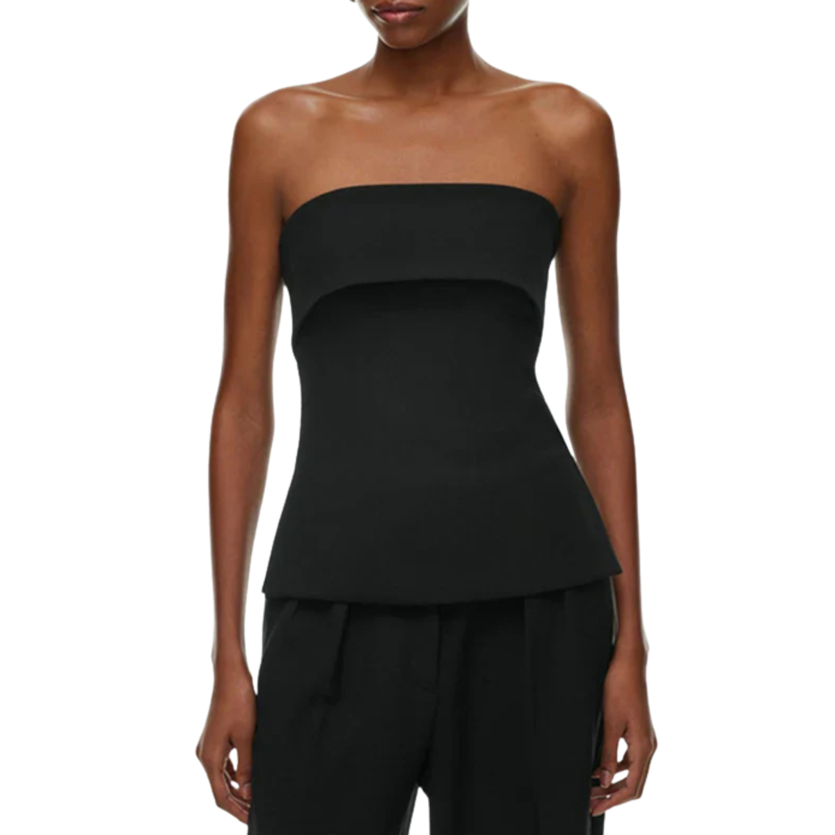 Short crop top for women — strapless — beach — Black