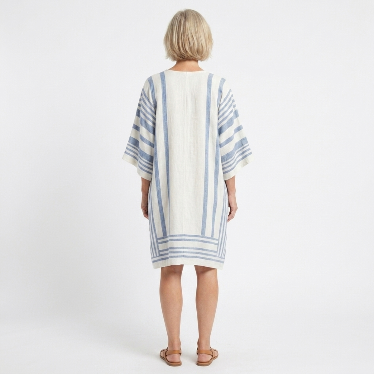 Striped kimono tunic for women — loose fit — beach and travel — product view