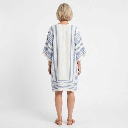 Striped kimono tunic for women — loose fit — beach and travel — product view