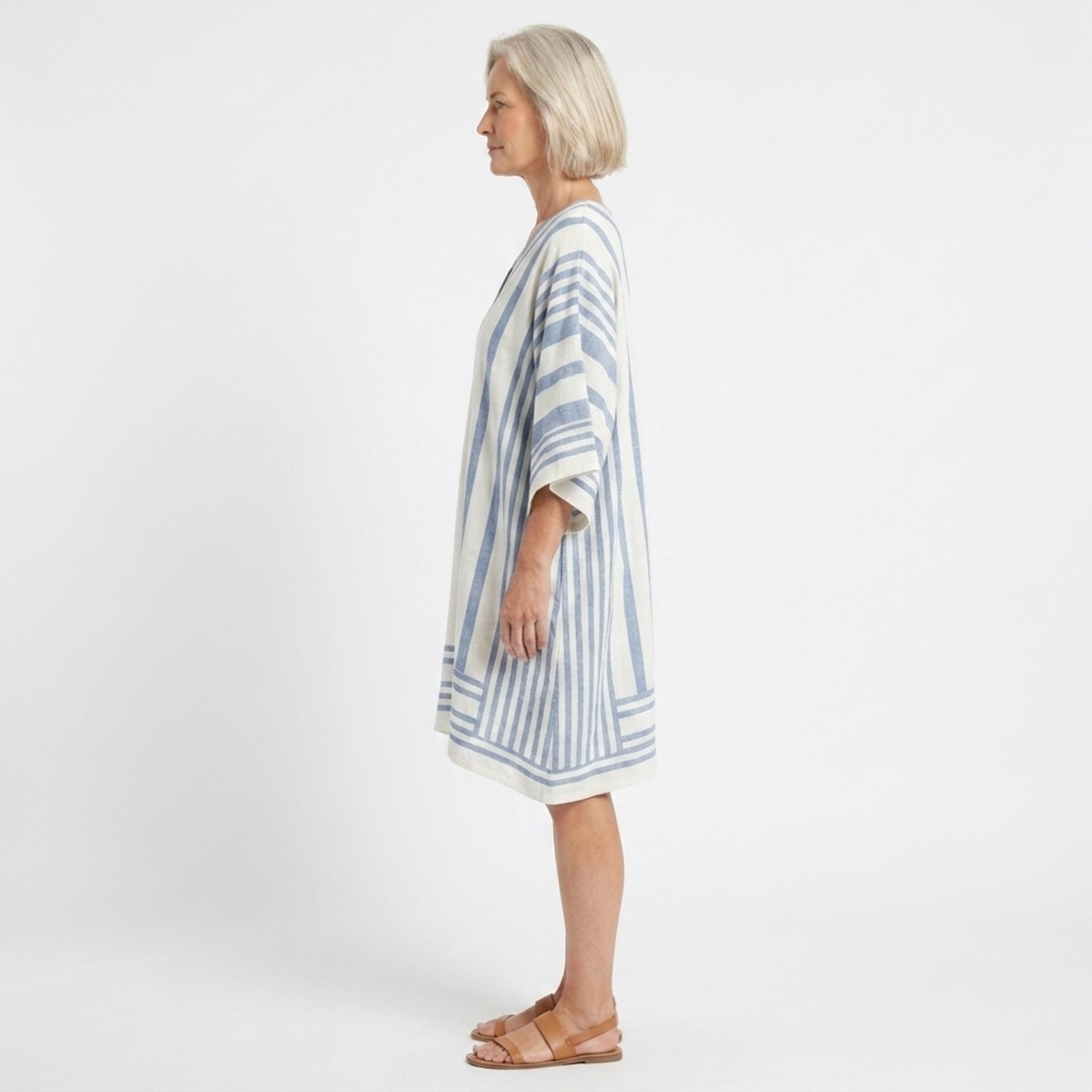 Striped kimono tunic for women — loose fit — beach and travel — product view