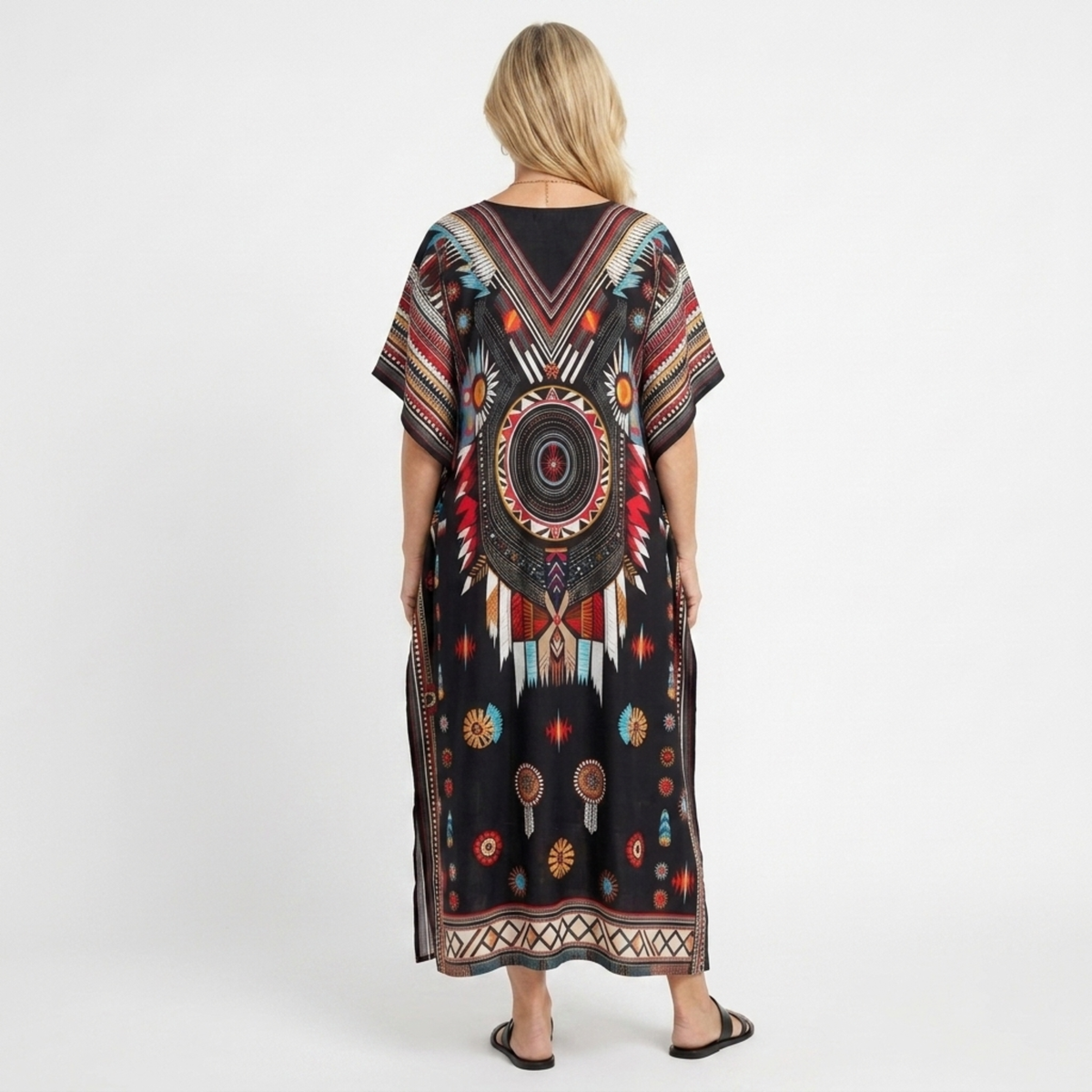 Plus size kaftan kimono dress — loose fit — beach and travel — product view