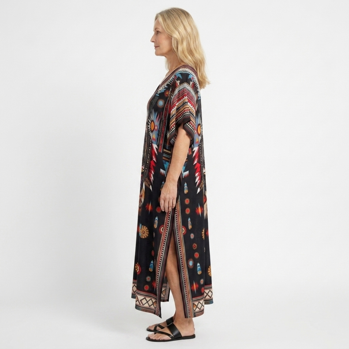 Plus size kaftan kimono dress — loose fit — beach and travel — product view