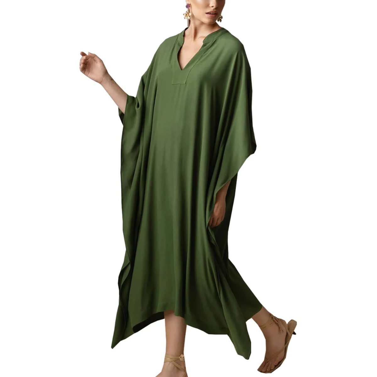 Long beach kimono robe — loose fit — summer vacation — Dark Green