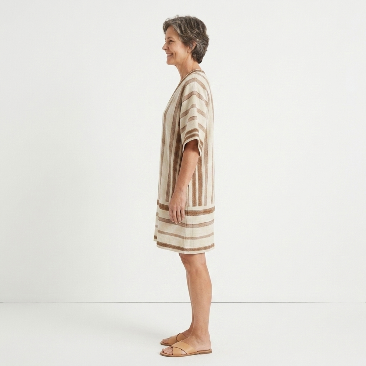 Striped beach kimono robe — loose kaftan with tassels — product view