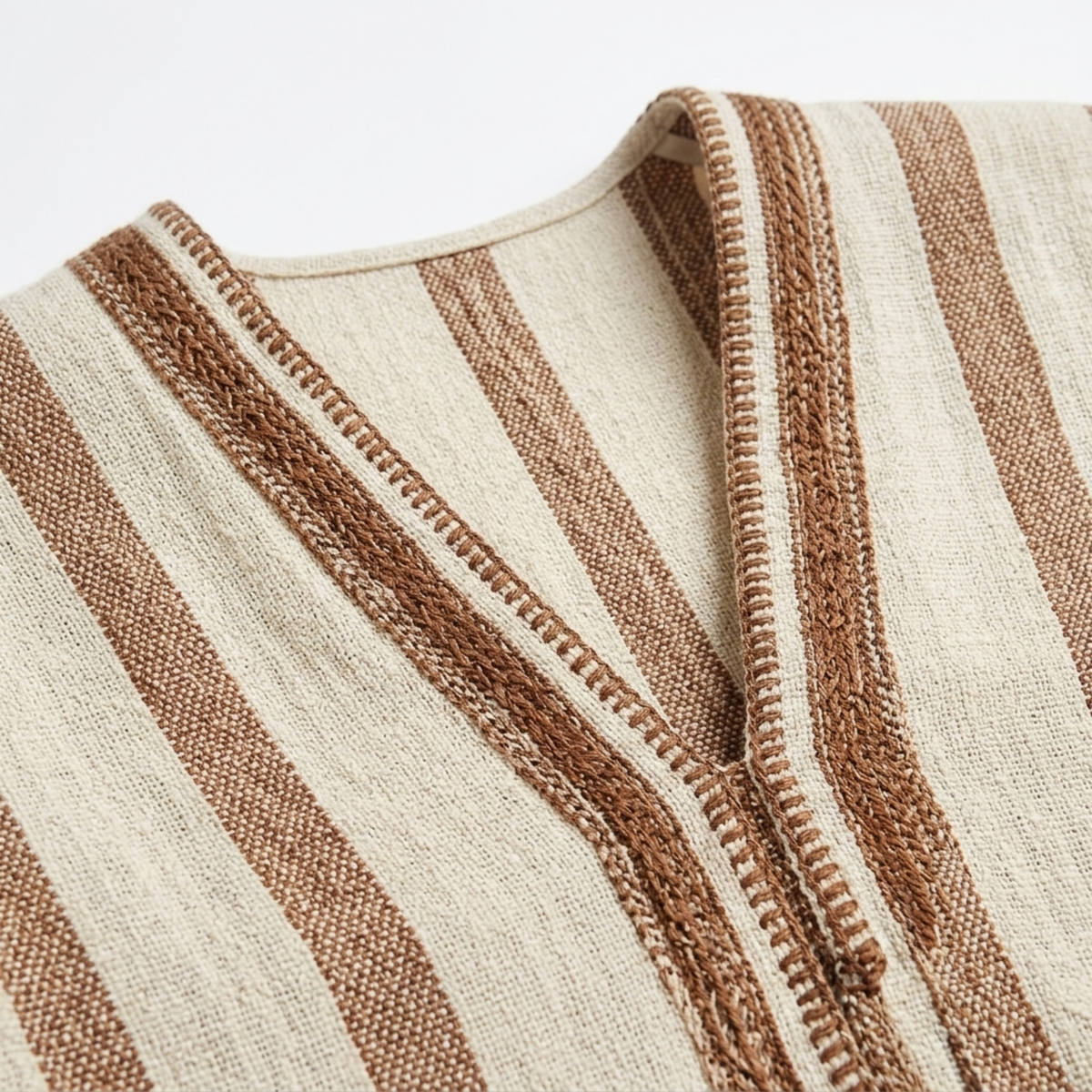 Striped beach kimono robe — loose kaftan with tassels — product view