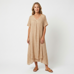 Strand-Überwurf für Damen mit V-Ausschnitt — Beige
