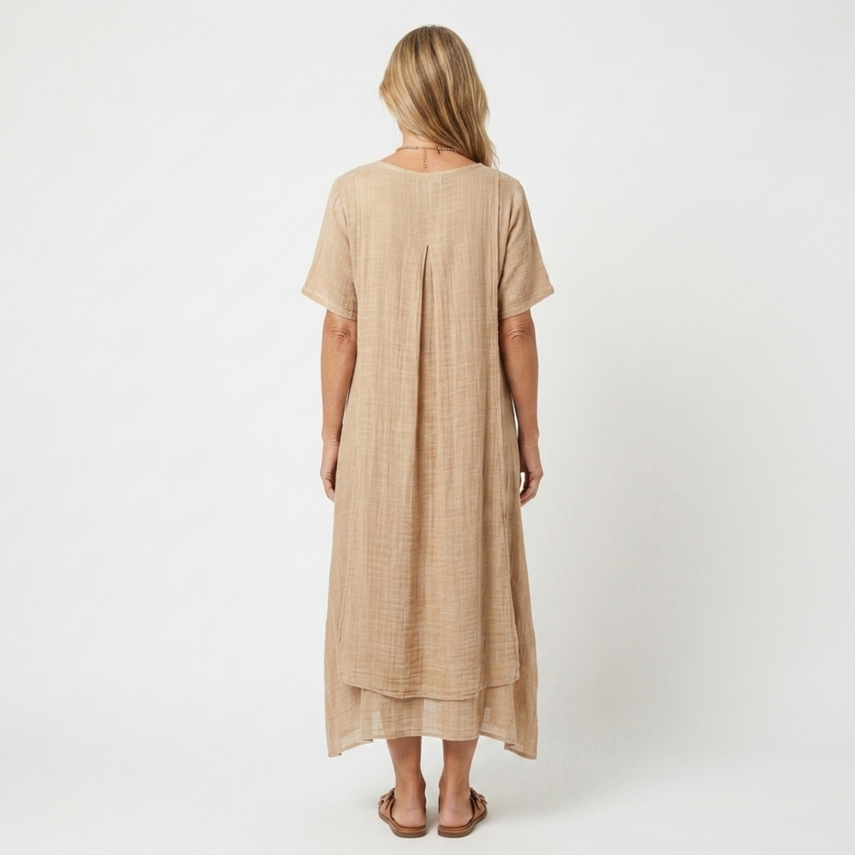 Women's kimono robe with V-neck — beach — Beige