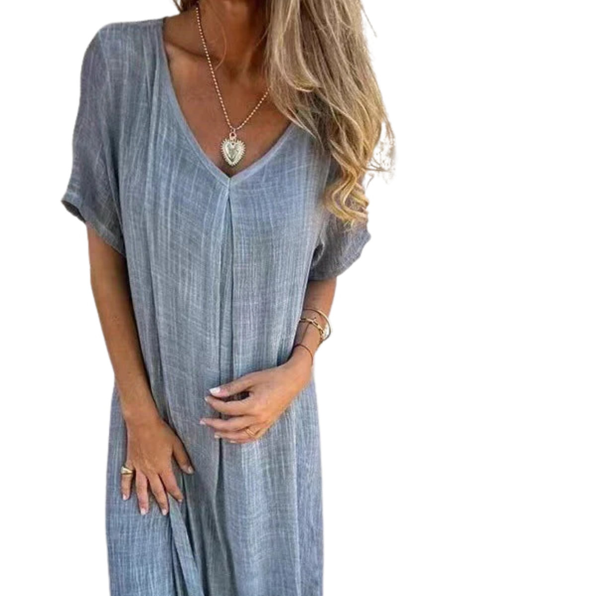 Women's kimono robe with V-neck — beach — Gray