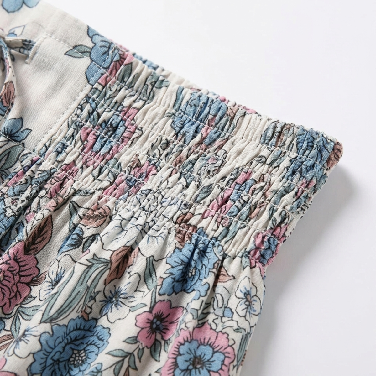 Long floral maxi skirt — high waist with lacing — summer vacation — product view