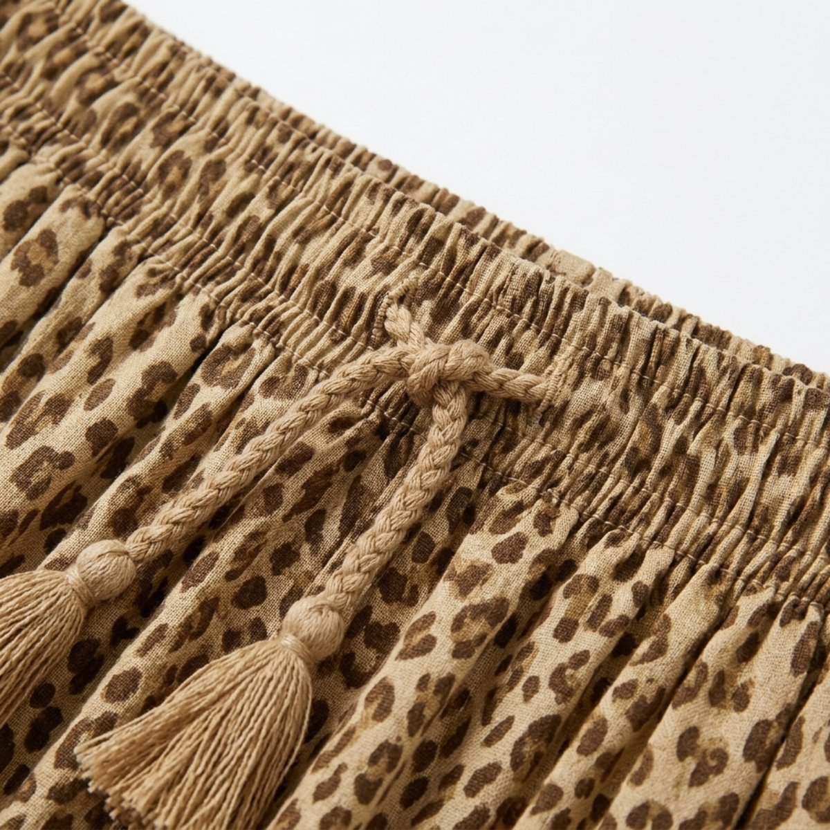 Long maxi skirt — leopard print with ruffles — summer vacation — product view