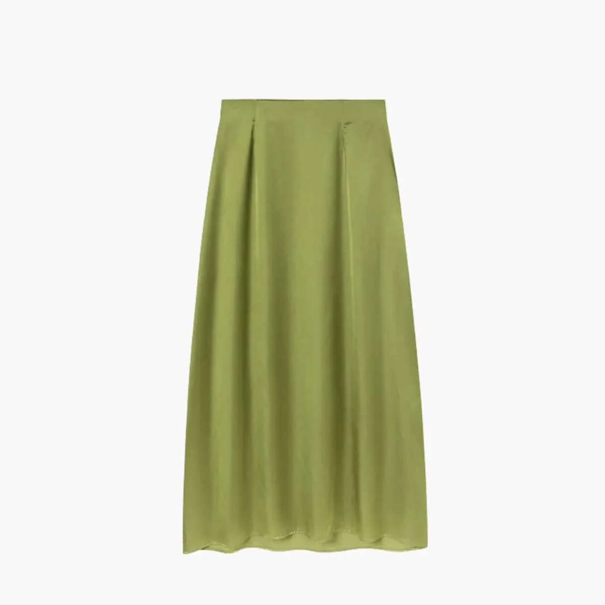 Jupe pour femme à taille haute finition satinée et coupe droite — Vert