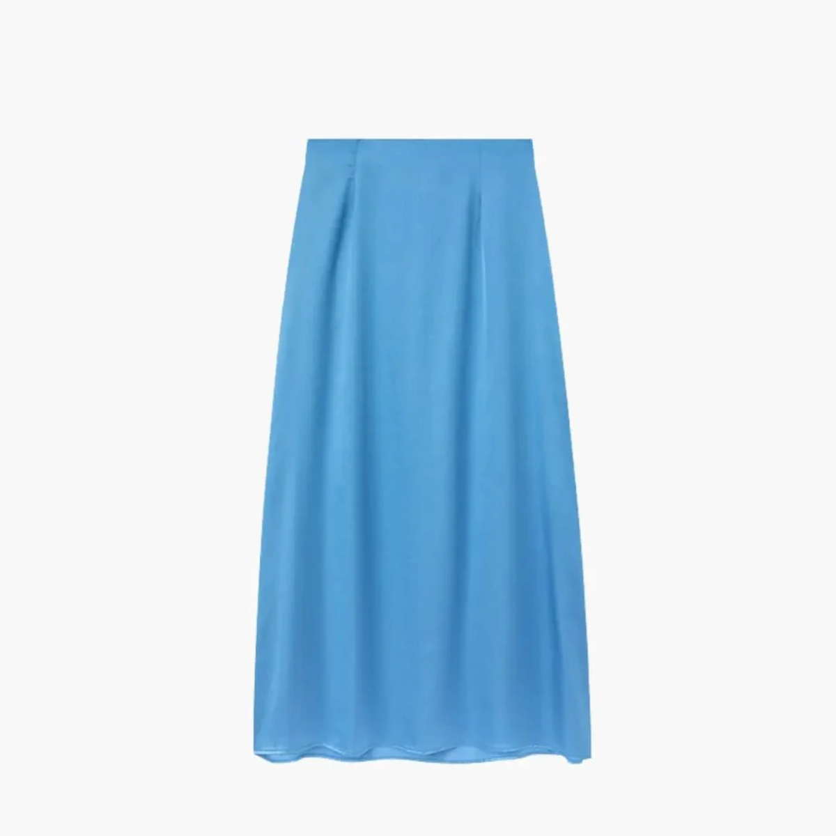 Jupe pour femme à taille haute finition satinée et coupe droite — Bleu clair